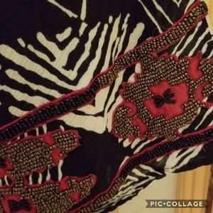 Chico's African Print Beaded Hem Skirt Size M/8